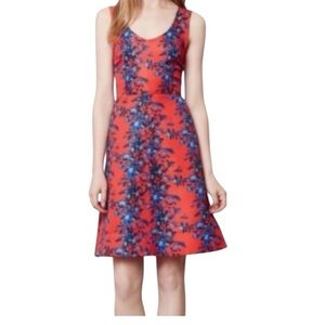 Plenty by Tracy Reese Orange Blue Floral Sleeveless A-Line Mini Dress Sz 4